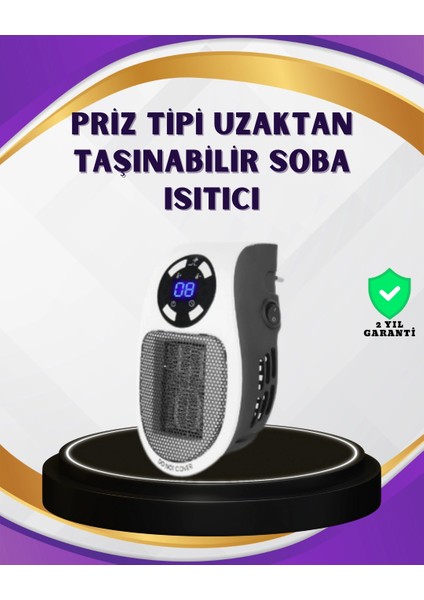 Taşınabilir Priz Isıtıcı Dijital Termostatlı Seramik Isıtıcı