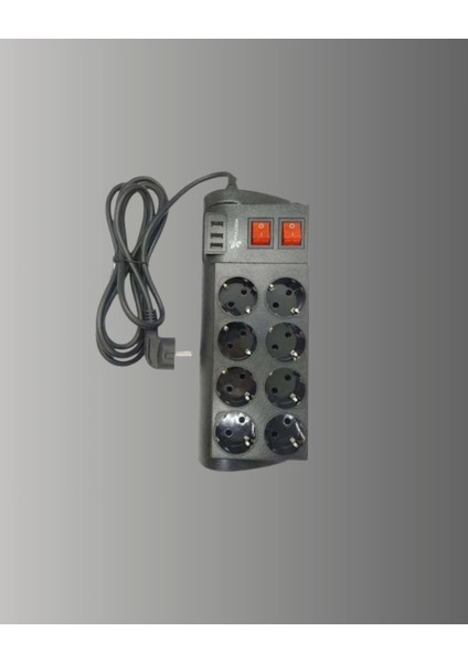 Isıya Dayanıklı Termal Akım Korumalı 8'li Priz ve 3 USB Girişli Uzatma Kablosu fırsatları