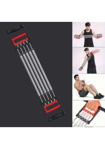 Göğüs Genişletme ve Kuvvet Egzersiz Aleti – 5 Yaylı 5 Kademeli Ayarlanabilir Fitness ve Kuvve