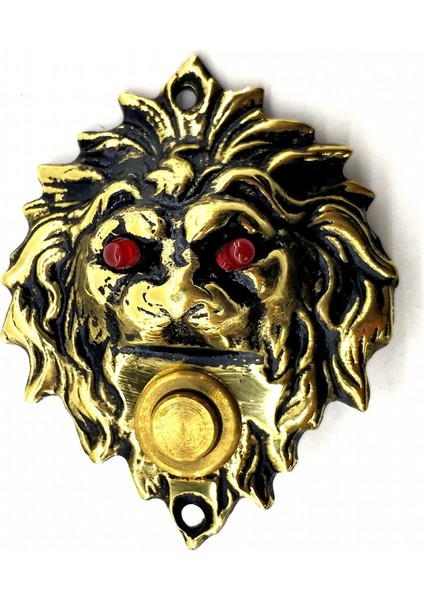 Antika Tarz Dekoratif Pirinç Aslan Kapı Zili - 100X78 Mm, Antik, LED Işıklı