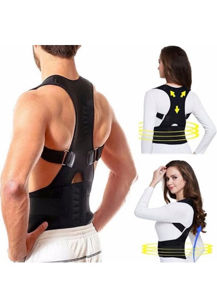 Unisex Siyah Medikal Dik Duruş Korsesi, Ortopedik ve Kamburluk Önleyici