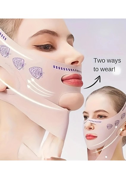 Ayarlanabilir V-Şekilli Yüz Kaldırma Bandı Unisex, Çift Çene ve Nazolabiyal Destek