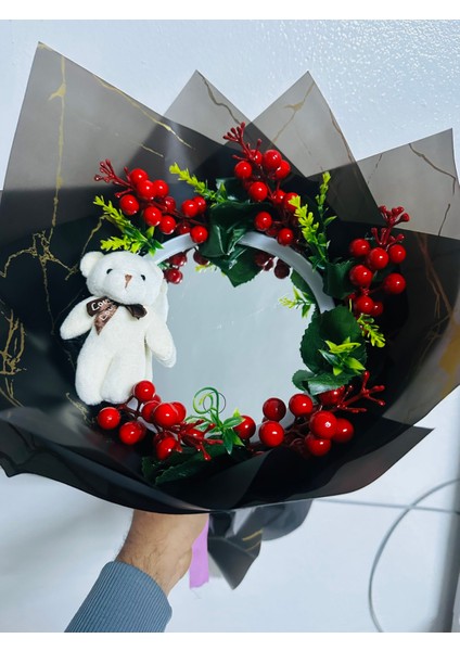 Işıklı Aynalı Kokina Buketi Yılbaşı Çiçeği fiyatları