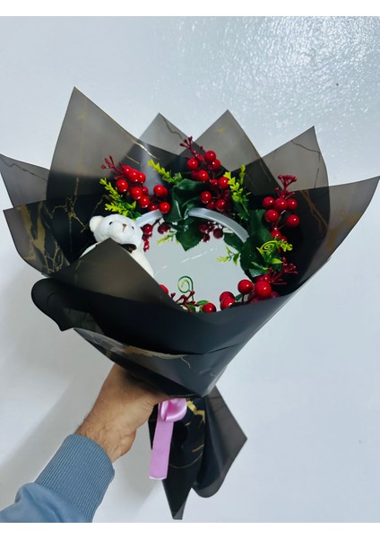 Işıklı Aynalı Kokina Buketi Yılbaşı Çiçeği indirimleri