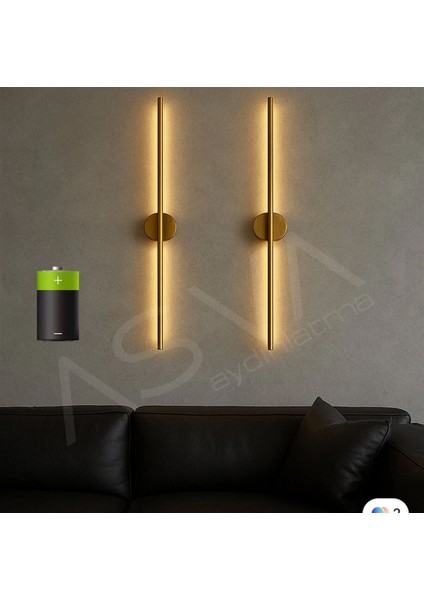 Modern Eskitme/gold Pilli LED Duvar Apliği 66CM indirimleri