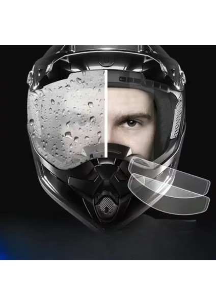 Premium Motosiklet Vizör Buğu Önleyici ve Yağmur Kaydırıcı Şeffaf Hd Koruyucu Film (Tüm Kasklara Uyumlu)