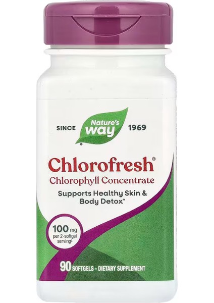 Nature's Way, Chlorofresh, Chlorophyll Concentrate, 100 Mg, 90 Softgels (50 Mg Per Softgel)