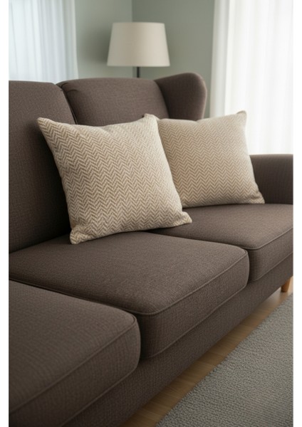 Chevron Bohem Dekoratif Punch Yastık Kırlent Kılıfı | 45X45 Bej fırsatları