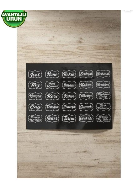 25 Adet Baharat Etiketi Kavanoz Stickeri Suya Dayanıklı