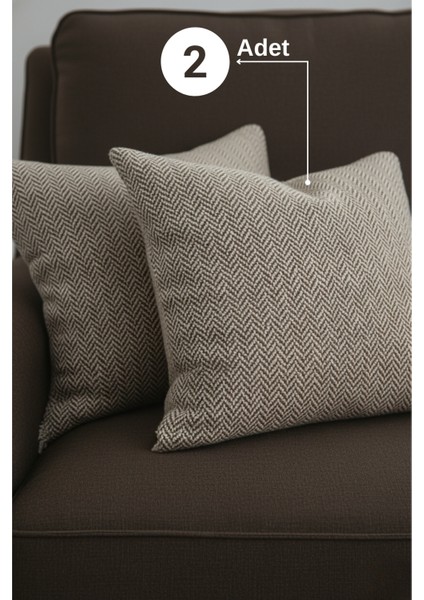 Chevron Bohem Dekoratif Punch Yastık Kırlent Kılıfı | 45X45 Kahverengi