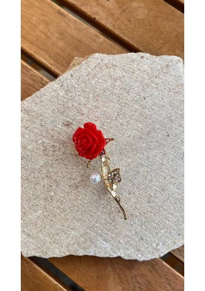 Kırmızı Gül Broş