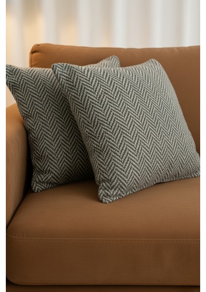 Chevron Bohem Dekoratif Punch Yastık Kırlent Kılıfı | 45X45 Antrasit fırsatları