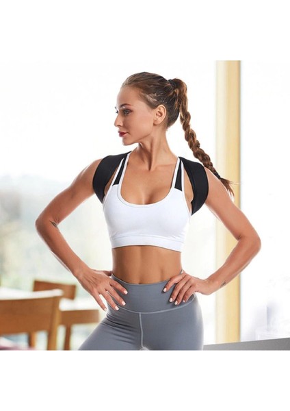 Kadın Siyah Dik Duruş Korsesi, Bel ve Sırt Omuz Klavikula Desteği