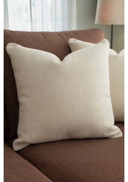 Chevron Bohem Dekoratif Punch Yastık Kırlent Kılıfı | 45X45 Krem fırsatları
