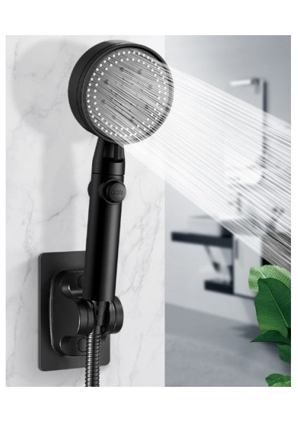 Kademeli Yapışkanlı Duş Başlığı Tutucu Ayarlı Siyah Yeni modelleri