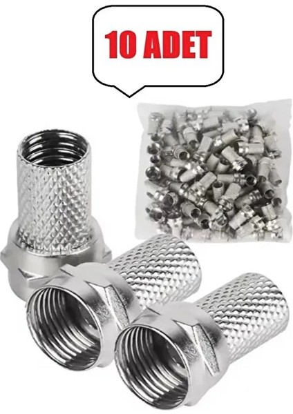 10 Adet Tv/uydu Anteni Koaksiyel Kablo F/f Konnektör + 10 Adet F Konnektör Vidalı U6 Jak indirimleri