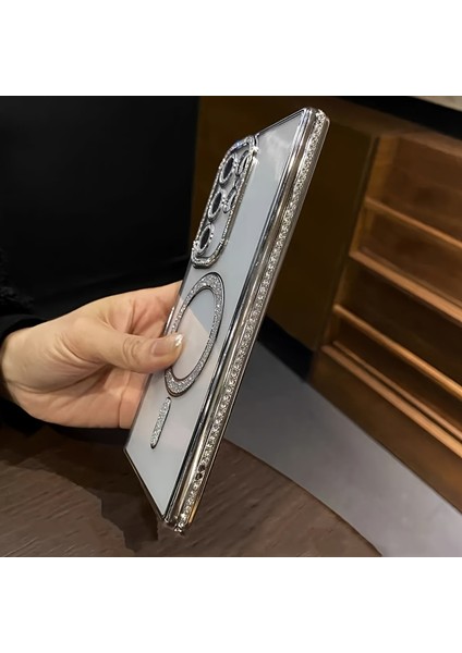 Samsung Galaxy A06 Uyumlu Şeffaf Taşlı Magsafe Özellikli Kılıf indirimleri