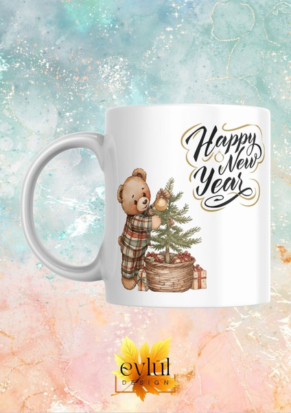 Yılbaşı Özel Tasarım Baskılı Kupa Bardak Hediye Çay-Kahve Bardağı Yılbaşı Hediyesi