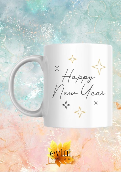 Yılbaşı Özel Tasarım Baskılı Kupa Bardak Hediye Çay-Kahve Bardağı Yılbaşı Hediyesi