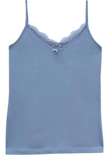 Ip Askılı Dantelli Atlet -Indigo