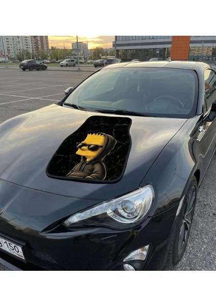 3D Baskılı Bart Simpson Temalı Üniversal Oto Dekor Paspas - Siyah Cool Tasarım modelleri