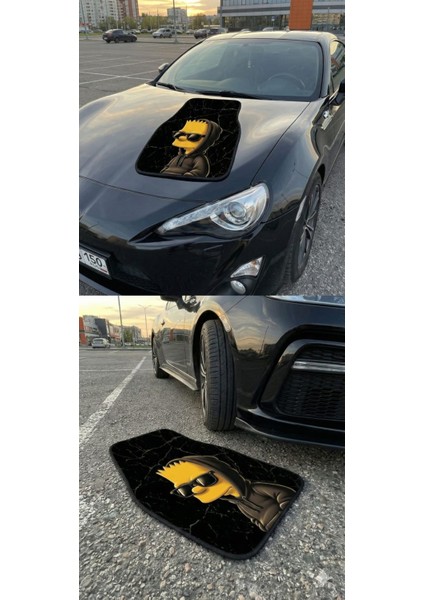 3D Baskılı Bart Simpson Temalı Üniversal Oto Dekor Paspas - Siyah Cool Tasarım indirimleri