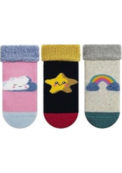 Kaydırmaz Tabanlı Havlu Kız Bebek Patik Çorap