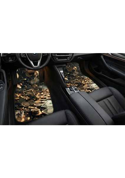 Üniversal 4 Parça Para ve Dolar Desenli 3D Baskılı Oto Dekor Paspas Takımı fırsatları