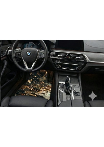 Üniversal 4 Parça Para ve Dolar Desenli 3D Baskılı Oto Dekor Paspas Takımı