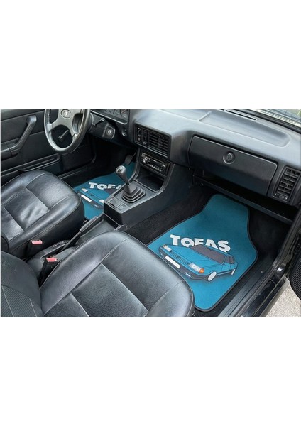 Mavi Araba Figürlü Üniversal Oto Dekor Halı Paspas (4'lü Set) modelleri