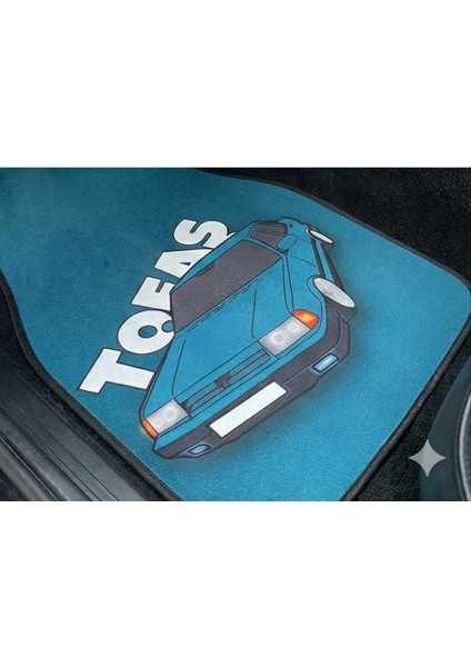 Mavi Araba Figürlü Üniversal Oto Dekor Halı Paspas (4'lü Set) indirimleri