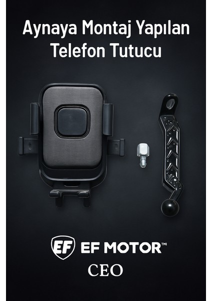 Ef Motor Üniversal Ayna Bağlantılı Motosiklet Telefon Tutucu XY-089 – Tek Tuş Kilitli 360° Döner modelleri