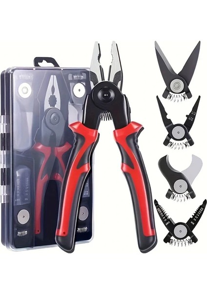 Çok Yönlü 5 In 1 Pense Seti, Değiştirilebilir Çelik Kafa Pense Kiti Ağır Hizmet Tipi Çok Amaçlı Alet Kiti Metal Sac Tel Kesme Sıyırma Sıkma (2818)