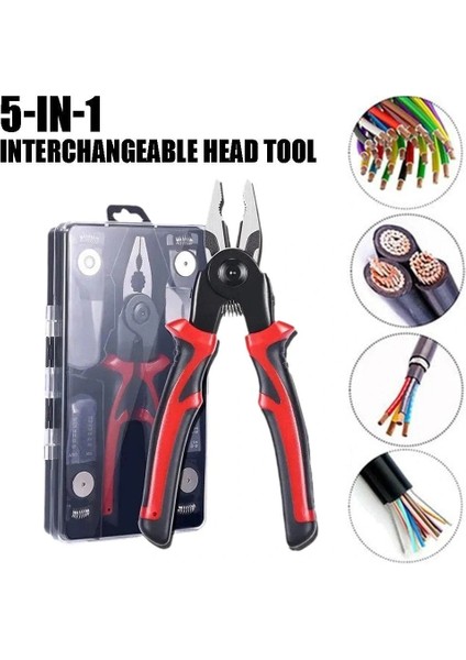 Çok Yönlü 5 In 1 Pense Seti, Değiştirilebilir Çelik Kafa Pense Kiti Ağır Hizmet Tipi Çok Amaçlı Alet Kiti Metal Sac Tel Kesme Sıyırma Sıkma (2818) fırsatları