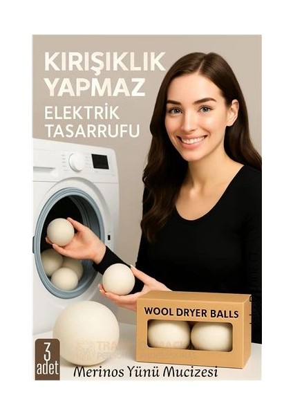 3’lü Kurutma Makina Topu – Merinos Yün Kurutma Topları Doğal Yumuşatıcı, Kırışık Önleyici, Enerji Tasarruflu fiyatları