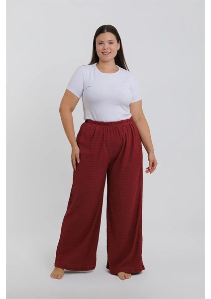 Kadın Büyük Beden Bordo Rahat Kesim Baggy Tek Alt fiyatları