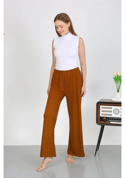 Kadın Bürümcük Kumaş Hafif-Esnek Pantolon 210074 Kahve fırsatları
