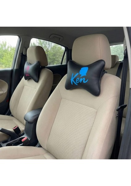 Barbie ve Ken Temalı 2'li Oto Boyun Yastığı Seti - Çiftlere Özel