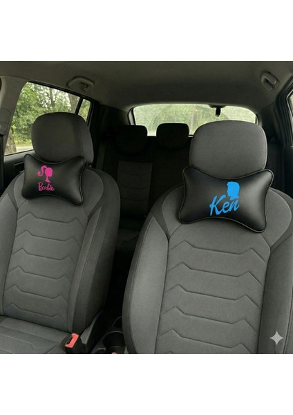 Barbie ve Ken Temalı 2'li Oto Boyun Yastığı Seti - Çiftlere Özel