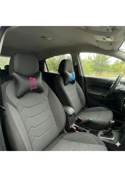 Barbie ve Ken Temalı 2'li Oto Boyun Yastığı Seti - Çiftlere Özel
