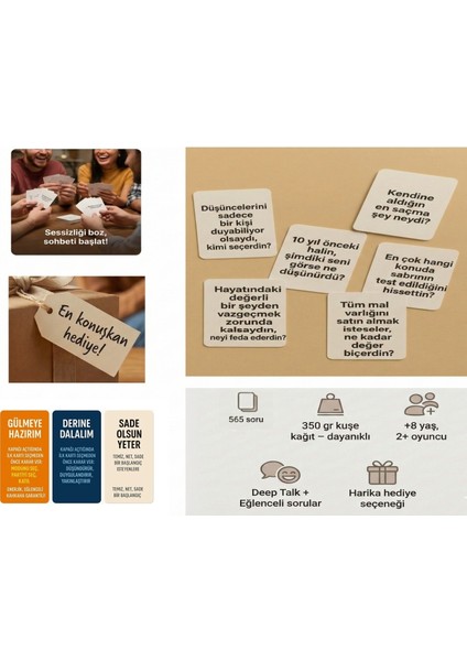 565 Adet Sohbet Başlatıcı Soru Kartları - Arkadaşlar ve Çiftler Için Eğlenceli Kart Oyunu modelleri