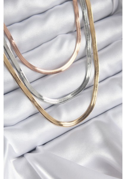 316L Çelik Mix Renk İtalyan Zincir Model Kadın Kolye - TJ-BKO8208