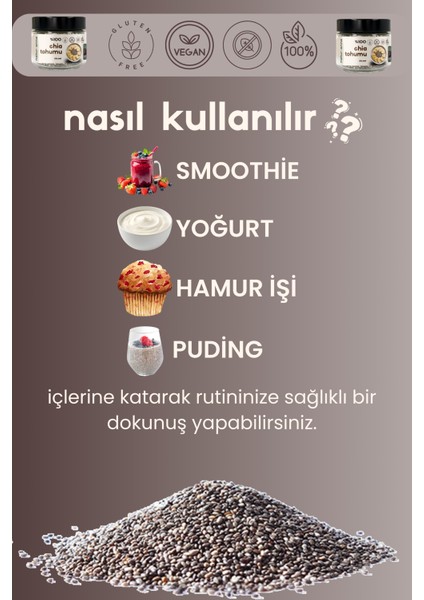 Chia Tohumu 2 Adet 150 gr Cam Kavanoz - Doğal , Katkısız , Koruyucusuz , Premium modelleri