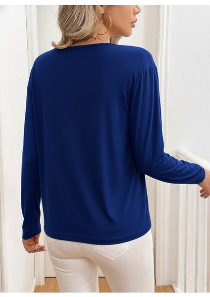 Cottonlab Kadın Uzun Kollu V Yakalı Viskon Iki Iplik Bluz fırsatları