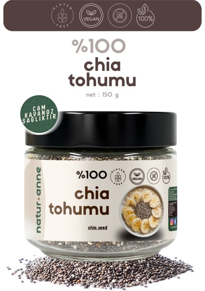 Chia Tohumu 150 gr Cam Kavanoz - Doğal , Katkısız , Koruyucusuz , Premium