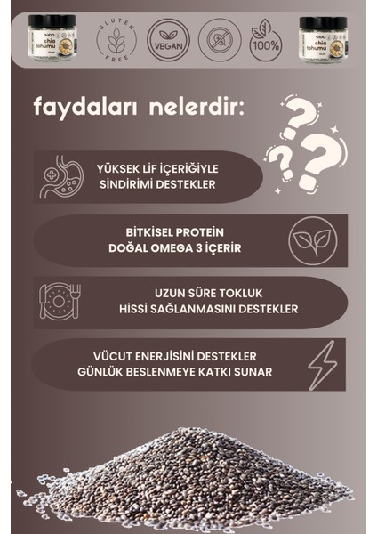 Chia Tohumu 150 gr Cam Kavanoz - Doğal , Katkısız , Koruyucusuz , Premium fiyatları