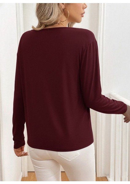 Cottonlab Kadın Uzun Kollu V Yakalı Viskon Iki Iplik Bluz modelleri