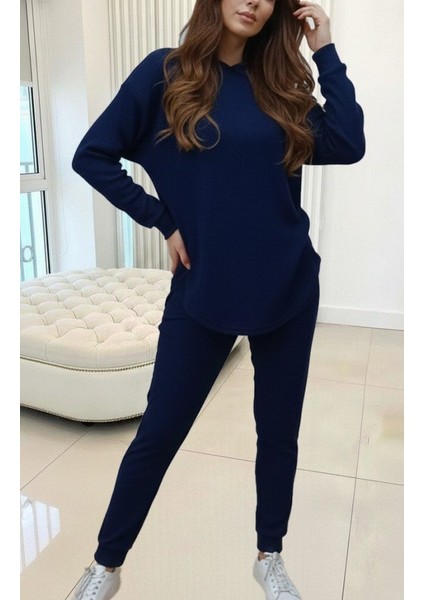 Cottonlab Kadın Uzun Kollu Kapşonlu Meloni Bluz ve Pantolon Ikili Takım modelleri