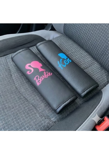 Barbie & Ken Temalı Deri 2'li Emniyet Kemeri Kılıfı Seti