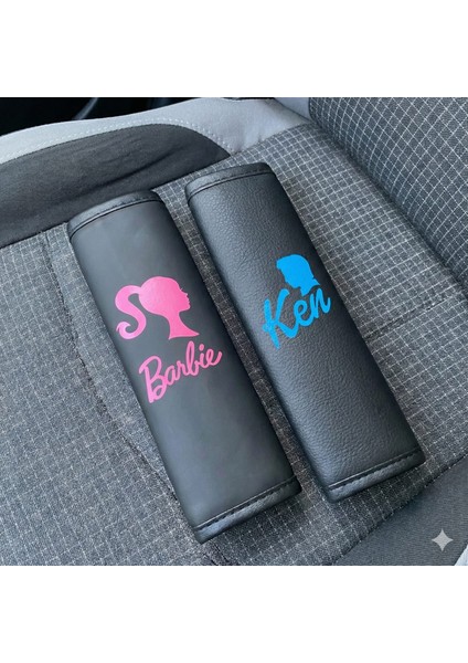 Barbie & Ken Temalı Deri 2'li Emniyet Kemeri Kılıfı Seti